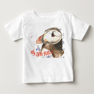 子供の白私の小さいツノメドリのTシャツ ベビーTシャツ
