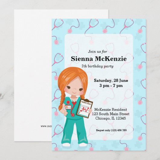 子供の看護師 招待状 (正面/裏面)