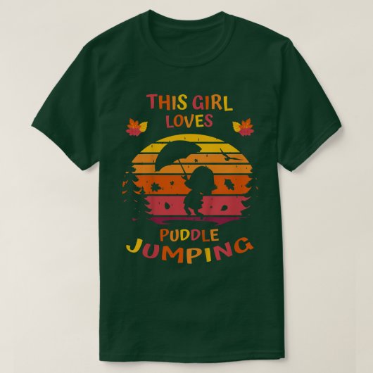子供の秋この女の子はパドルのジャンプを愛する秋 Tシャツ (デザイン正面)