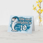 子供の第10誕生日はこのクールなイルカ10です カード (黄色い花)