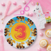 子供の第3誕生日の坑夫の建築のトラックのパーティー ペーパープレート (パーティー)