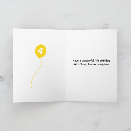 子供の第4誕生日のライオンは一流の青を加えます カード (内部)