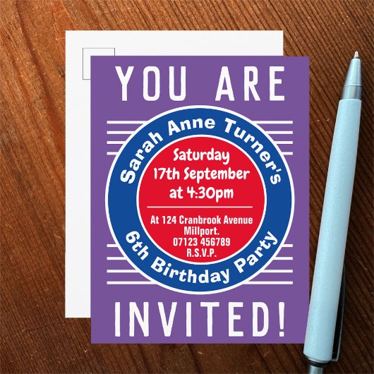 子供の第6回の誕生日パーティーへの招待 インビテーションポストカード