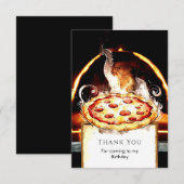 子供の簡単なピザ誕生日 サンキューカード (正面/裏面)