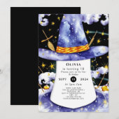 子供の簡単な魔法のウィザード誕生日 招待状 (正面/裏面)