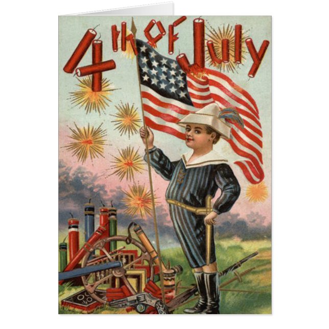 子供の米国旗の花火の爆竹の爆発 (正面)