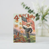 子供の米国旗の花火の爆竹の爆発 ポストカード (スタンド正面)