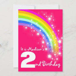 子供の紫色の虹の第2誕生日の招待 招待状