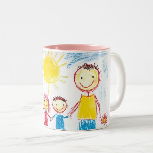 子供の絵で作る家族の思い出ギフト ツートーンマグカップ (正面右)