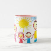子供の絵で作る家族の思い出ギフト ツートーンマグカップ (中央)