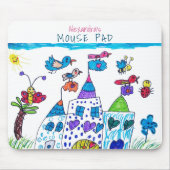 子供の絵 , かわいいカラフルなお城 マウスパッド (正面)