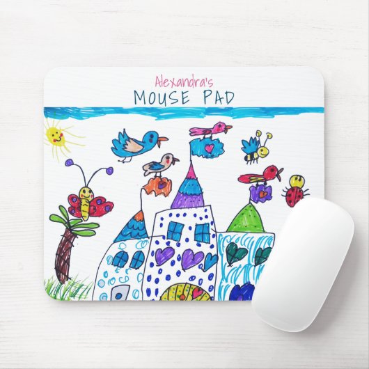 子供の絵 かわいいカラフルな城 マウスパッド (マウス)