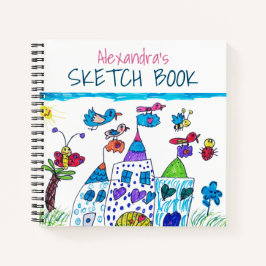 子供の絵 , カラフルなお城のスケッチブック ノートブック