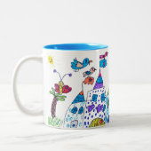 子供の絵 , カラフルなお城 ツートーンマグカップ (左)