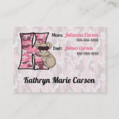 子供の緊急情報カードモノグラムK コーリングカード (正面)