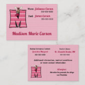 子供の緊急情報カードモノグラムM コーリングカード (正面/裏面)