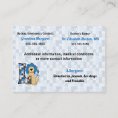 子供の緊急情報カードレターL コーリングカード (裏面)