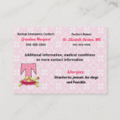 子供の緊急情報カードMonogram T コーリングカード (裏面)