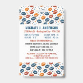 子供の緊急IDサッカーパターン子供の写真 バッジ (Back)