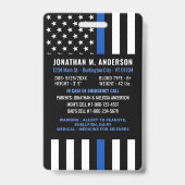 子供の緊急ID警察の青いフラグ子供の写真 バッジ (裏面)