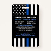 子供の緊急ID警察の青いフラグ子供の写真 バッジ (裏面)