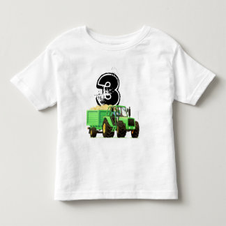 子供の緑のトラクターの第3誕生日 トドラーTシャツ