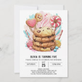 子供の編集可能なおもしろいCookie誕生日 招待状 (正面)