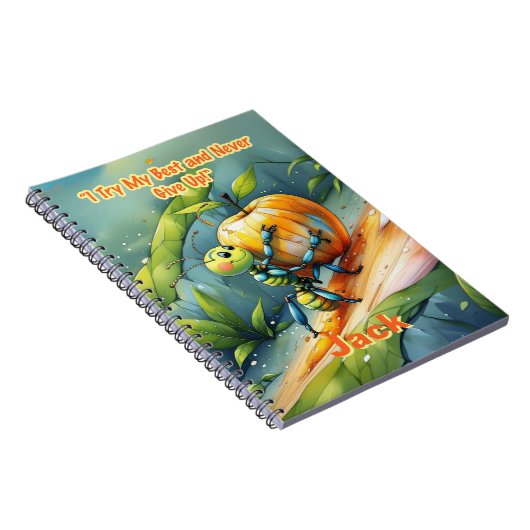 子供の肯定フレーズ: "ベストを尽くし、決して諦めない" ノートブック (右側)