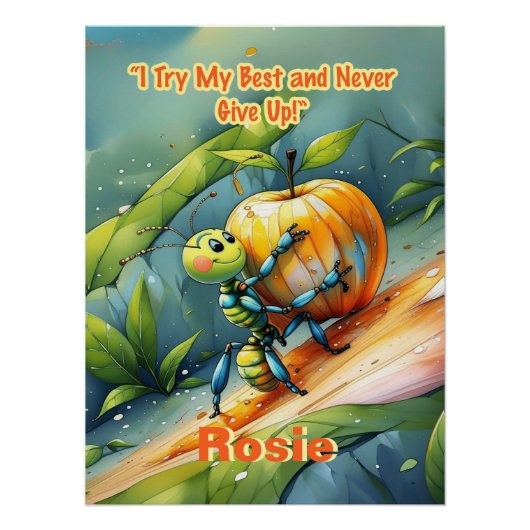 子供の肯定： "私は私の努力最高のして、決して与え上げない" ポスター (正面)