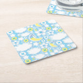 子供の背景 スクエアペーパーコースター (アングル)