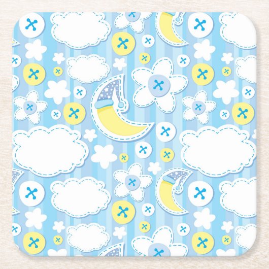 子供の背景 スクエアペーパーコースター (正面)