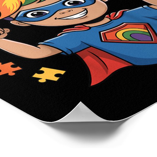 子供の自閉症は私のパワーすごいスーパーヒーロー阿波 ポスター (角)