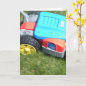 子供の芝刈機のバースデー・カード! カード (黄色い花)