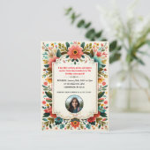 子供の花の誕生日写真招待状 ポストカード (スタンド正面)