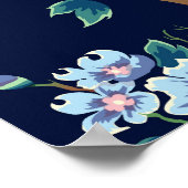 子供の花：シームレスなダークブルー ポスター (角)