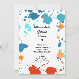 子供の芸術をテーマにした9歳の誕生日パーティーの招待状 招待状