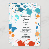 子供の芸術をテーマにした9歳の誕生日パーティーの招待状 招待状 (正面/裏面)