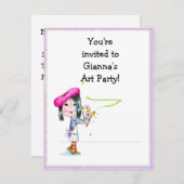 子供の芸術家のパーティーの誕生日の招待状 招待状 (正面/裏面)