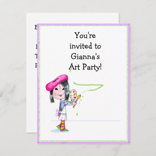 子供の芸術家のパーティーの誕生日の招待状 招待状 (正面/裏面)