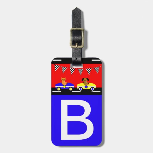 子供の荷物パーソナライズされたタグ動物と車 ラゲッジタグ (正面縦)