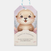 子供の薄紫かわいい誕生日パーティーの好意 ギフトタグ (正面)