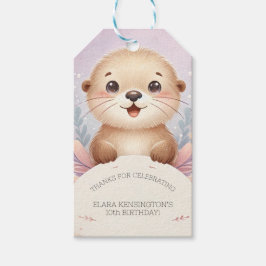 子供の薄紫かわいい誕生日パーティーの好意 ギフトタグ