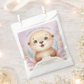 子供の薄紫シーオッターキュート誕生日パーティー フェイバーバッグ (クリップ留めされた状態)