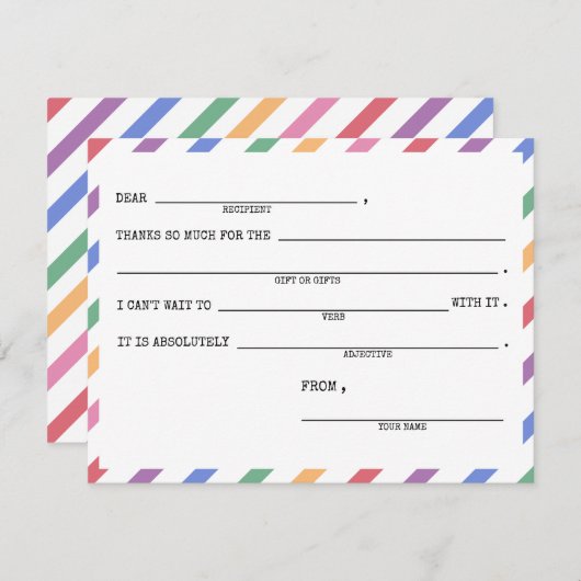 子供の虹のサンキューカード- 10のセット ノートカード (正面/裏面)