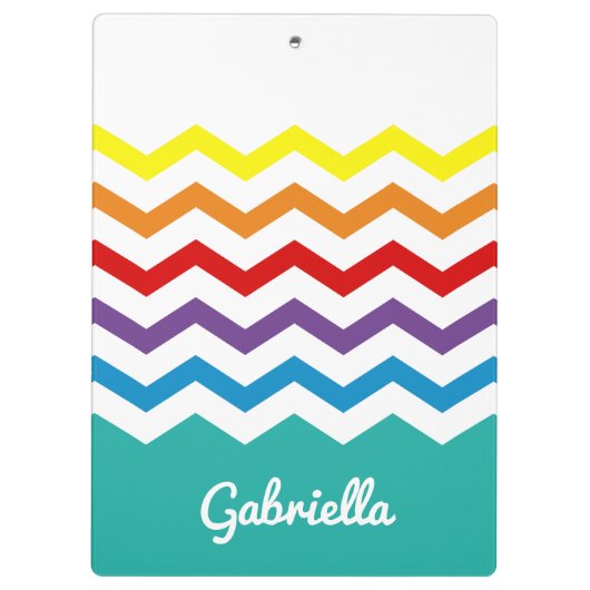 子供の虹のシェブロンのカラフルでかわいらしいパーソナライズ クリップボード (裏面)