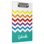 子供の虹のシェブロンのカラフルでかわいらしいパーソナライズ クリップボード (右)