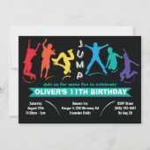 子供の虹のジャンプトランポリンの誕生日パーティー 招待状 (正面)