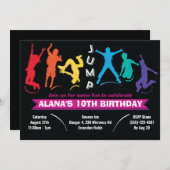 子供の虹のジャンプトランポリンの誕生日パーティー 招待状 (正面/裏面)