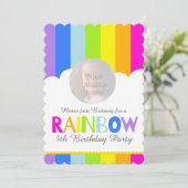 子供の虹の写真 クラウド 5歳の誕生日招待状 招待状 (スタンド正面)