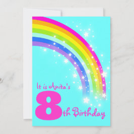 子供の虹の第8誕生日の水の誕生日の招待 招待状